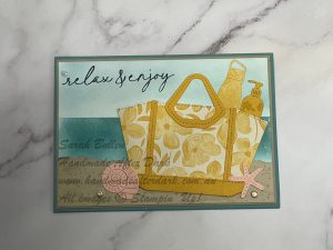 Handmade Relax & Enjoy card with ink blending and blue tones using the Notes & Totes Bundle.
