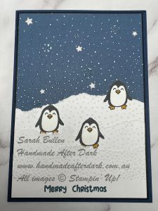 Cute Christmas card in Misty Moonlight with embossed and sanded two-tone cardstock details.