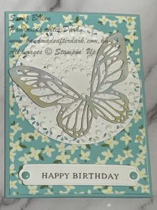 Elegant birthday card featuring butterfly design in Pool Party color from the Beautiful Butterflies bundle
