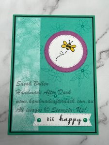 Bright Bee Happy handmade card with Summer Splash colour and cheerful design.
