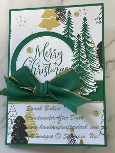 Festive handmade Christmas card featuring elements from the Modern Christmas Suite in shades of Shaded Spruce