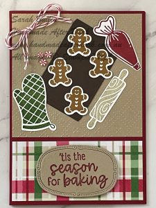 Handmade Christmas card featuring treats from the Homemade Treats suite in red, green, and brown tones