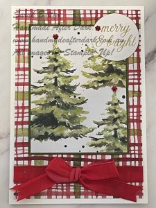 Festive Christmas handmade card featuring greenery and bold red accents in an easy design
