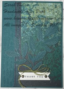 Handmade thank you card featuring natural floral designs in Pretty Peacock from the Nature's Symphony suite