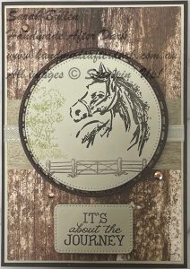 Handmade card with "It's About the Journey" theme using Unbridled Beauty bundle in warm tones