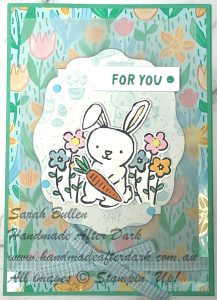 Handmade Easter "For You" card with Easter Basket in Shy Shamrock and Balmy Blue colours