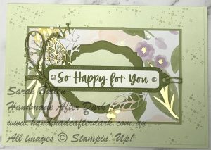 Handmade celebration card with Soft Sea Foam and Old Olive colors.
