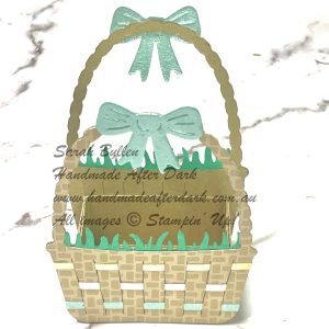 Handmade Easter card with 3D basket using Crumb Cake and Shy Shamrock colours