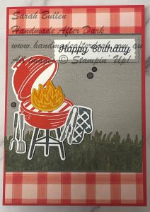 Handmade birthday card featuring BBQ Master bundle in red and gray