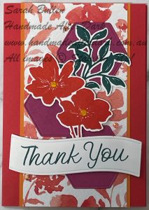 Thank you card featuring Paradise Garden bundle in Poppy Parade and Berry Burst