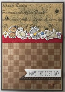 Handmade celebration card featuring Cutest Crew characters in early espresso and crumb cake colours.