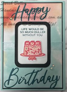 Handmade birthday card featuring Words & Wishes bundle with Pool Party and Pretty Peacock colours