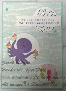 Handmade birthday card featuring an octopus in Pool Party colour