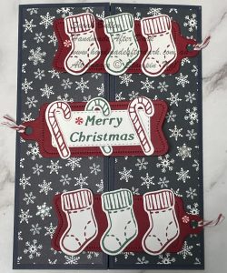 Christmas Fun Fold card in blues, red, green and white